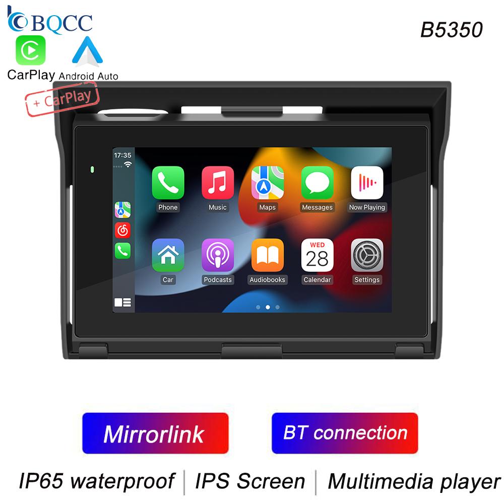 

BQCC портативный 5-дюймовый MP5 IPS HD экран IP65 водонепроницаемый сенсорный экран SD Dual BT DVR Mirrorlink android carplay мотоциклетное радио