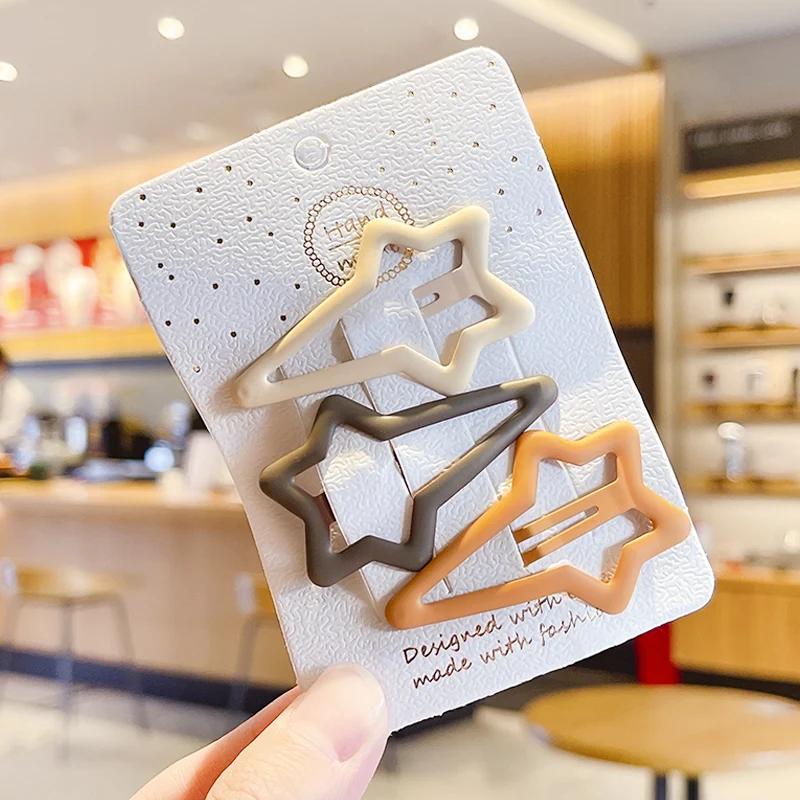 3/4 Pcs/Set New Women Girks Vintage Frosted Geometry Ornamentr Hair Clips Adult Lovely Alloy Hairpins Female Hair Accessories