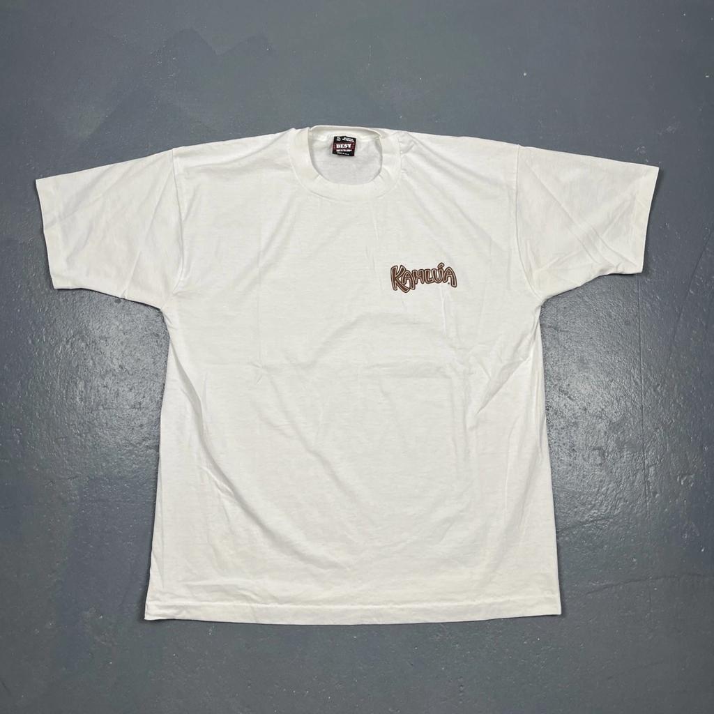 Vintage 90s Kahlua Promotional Tshirt White XL Single Stitch Unisex VTG Summer