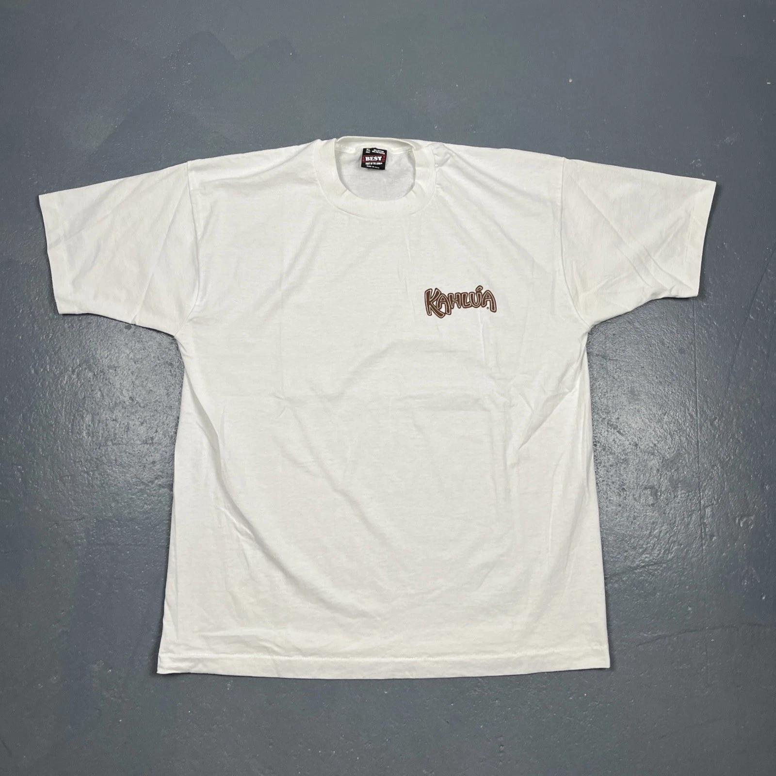 

Винтажная белая футболка Kahlua 90-х, размер XL, одинарный шов, унисекс, VTG, летняя XL