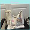 White Tote Bag For Women With Lace Bow And Pendant Decoration For Casual Daily Use