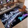 Music Piano Theme Soft Crystal Velvet Rug Custom Name & Text Print Non Slip Floor Rug for Bedroom Living Room