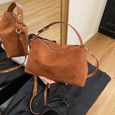 Sac à bandoulière polyvalent grande capacité en daim rétro automne/hiver