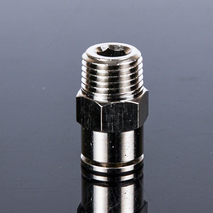 All-Copper Nickel-Plated Quick Connect PC8-02 Pneumatic Air Hose Male Thread Fitting