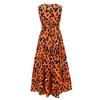 HNXC Women's Fashion Summer Spring Leopard Print Sleeveless V-Neck High Waist Casual Dresses