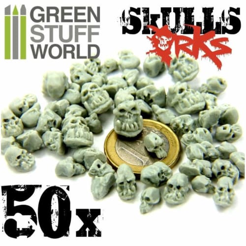 Green Stuff World Oak Skulls, 50-Piece Set, Miniature Accessories, GSWD-1387
