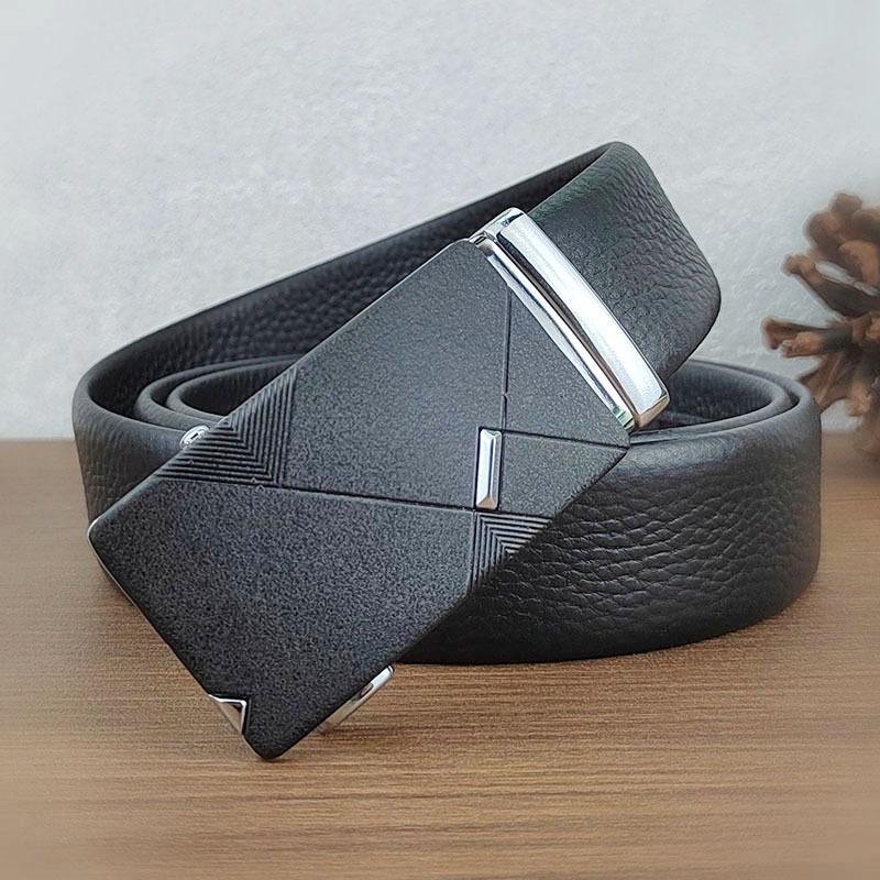 Men'S Automatic Buckle Belt Leather Business Belt Men'S First Layer Cowhide Middle-Aged Simple Dad Gift Belt Men