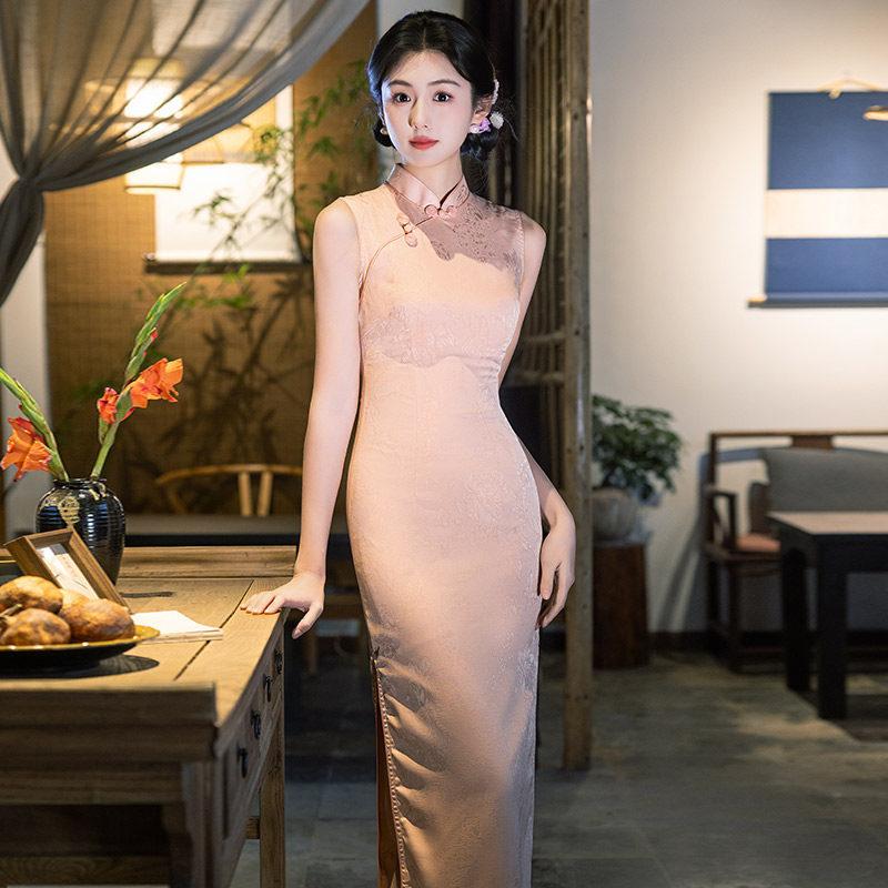 Green sleeveless national style new Chinese Suzhou long cheongsam improved young 1011 new women's high sense summer