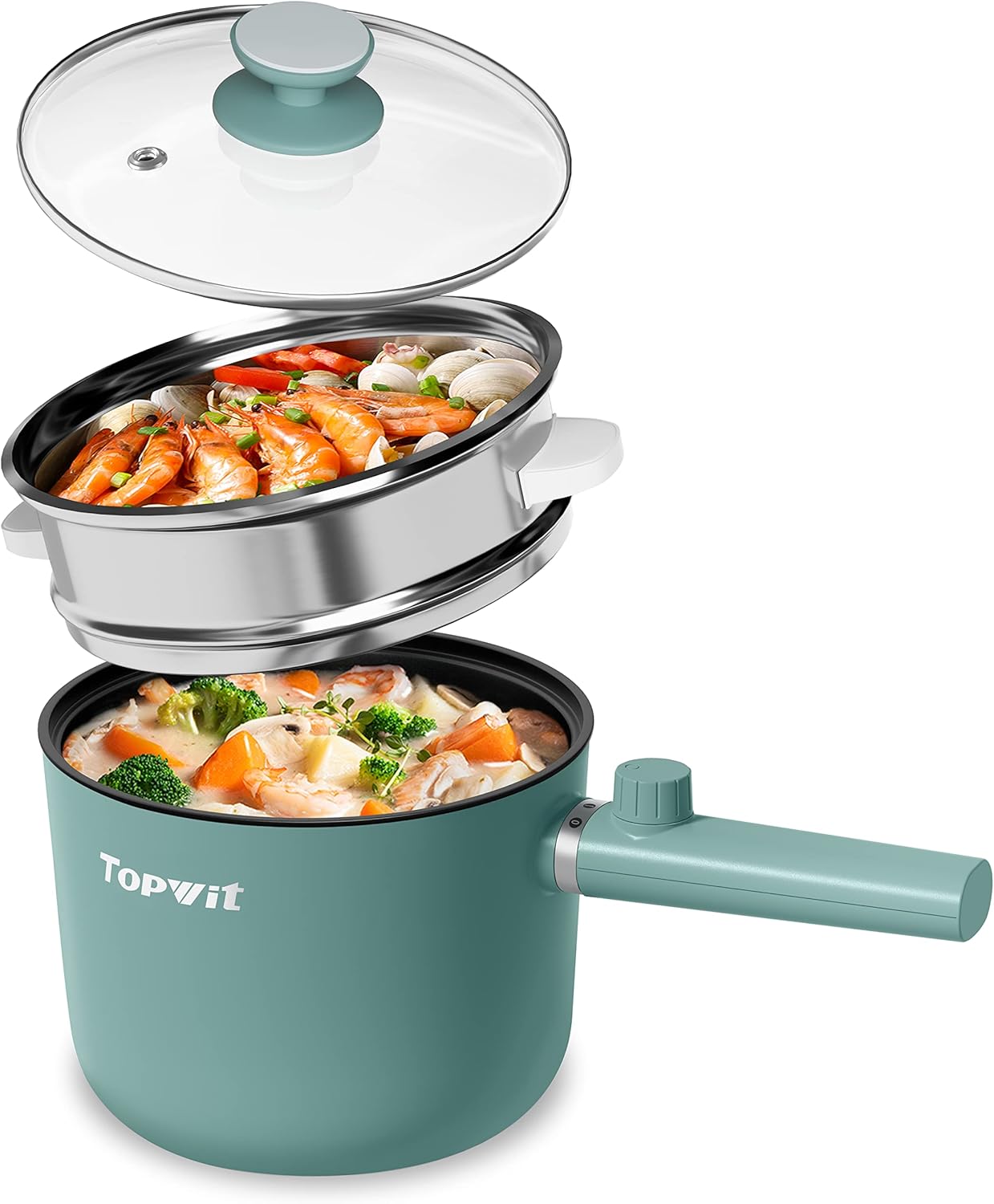 Hot Pot Electric with Steamer,Cooker, Non- Portable Cooking Pot, Electric Cooker with Dual Po United States