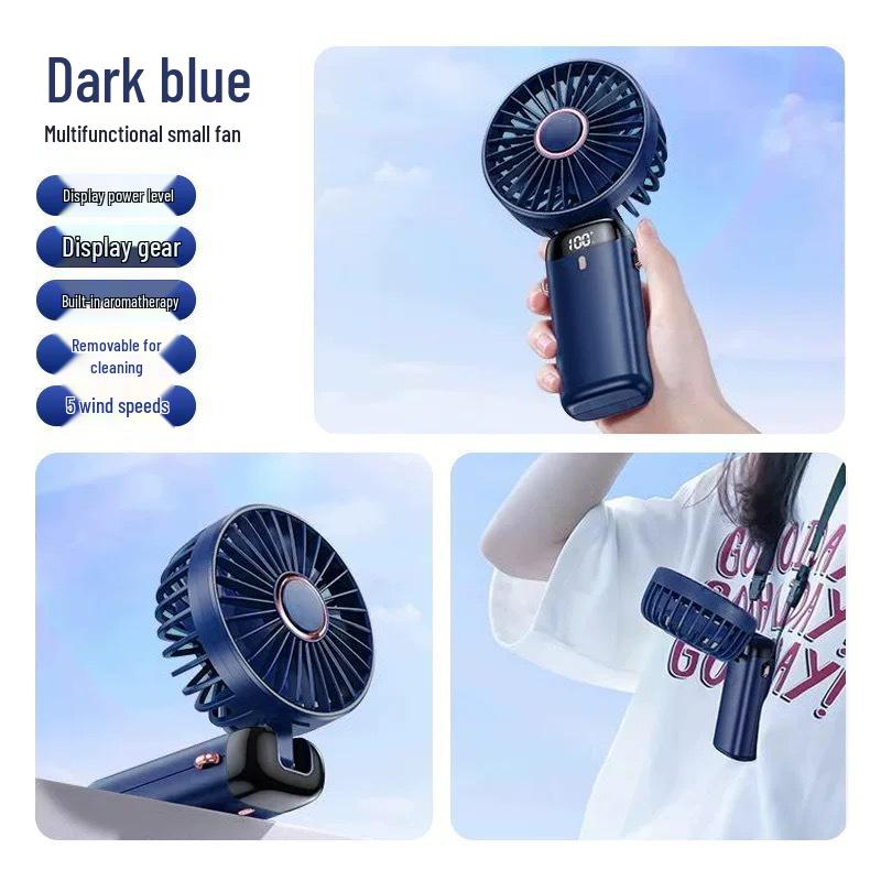 Southeast Asia Model: Customizable USB Rechargeable Handheld Fan, Silent, Portable, 15 Options Available 12000mAh (with lanyard + aromatherapy)