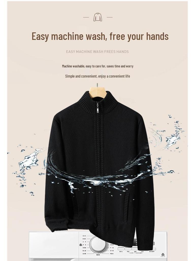 2025 Men's Autumn/Winter Plus Size Light Luxury Warm Down Knit Cardigan Sweater.