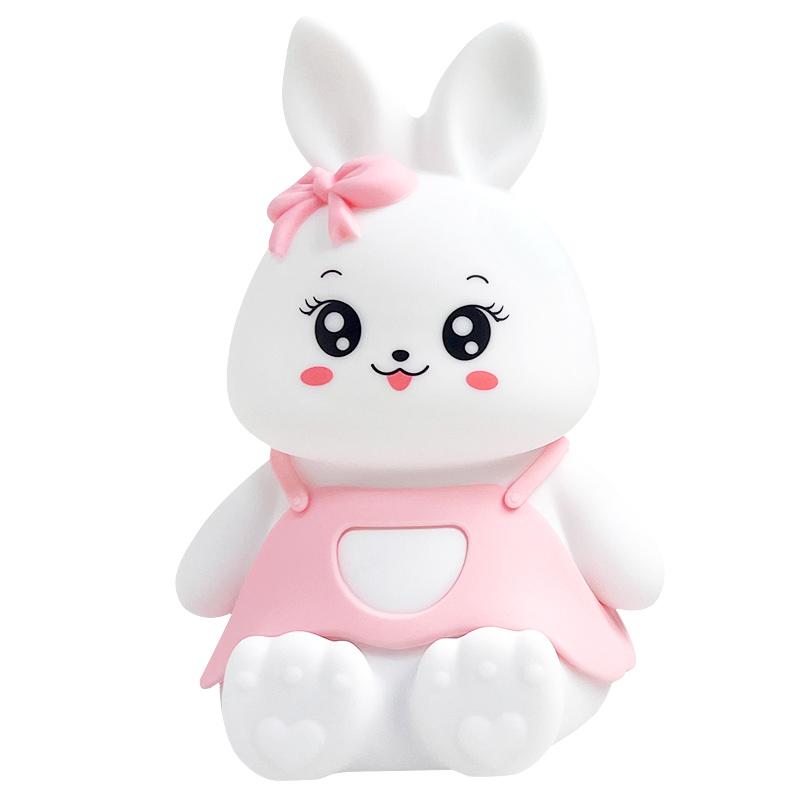 Cute Kids Night Lights 5 Colour Changing LED Silicone Rabbit Lamp with Battery, for Nursery Children Baby Camping Home Decor