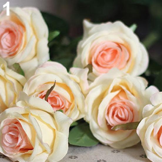 1 unidad, 1 cabeza, rosa de seda Artificial realista, flor falsa, decoración nupcial para boda