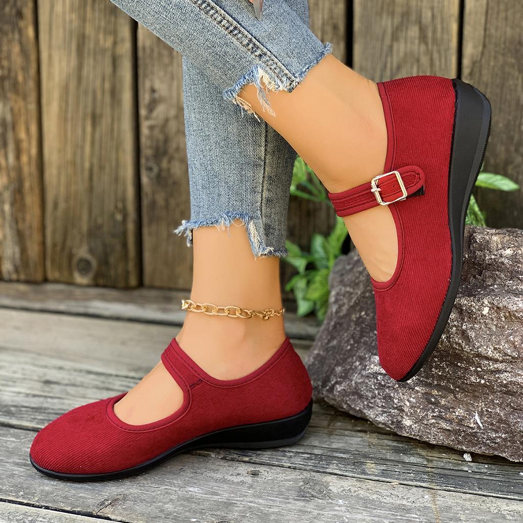 Fashion Women Flats Comfort Soft Sole Casual Walking Loafers Brand Designer Round Toe Mary Jane Shoes Woman Buckle Ballet Shoes Women