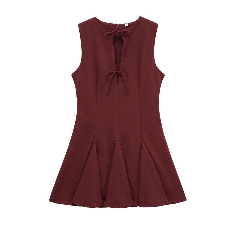 

Araltay New Arrival Fashion Style Women s Clothing Fashion French Style Bow Fishtail Hem Dress 4661316 Burgundy L