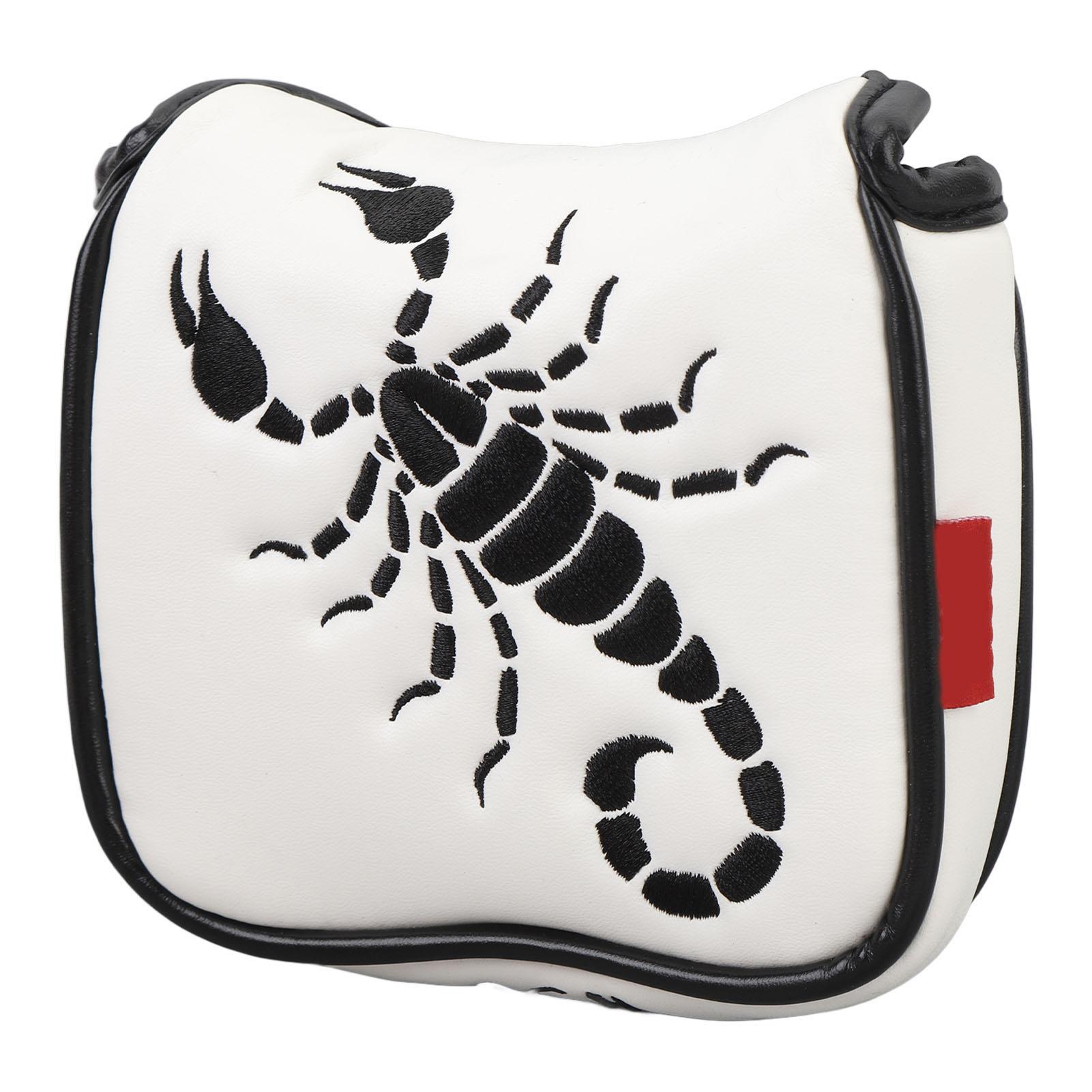 

Putter Head Protective Cover Embroidery Pattern Square PU Water Proof Single Ear Club Storage Bag White белый