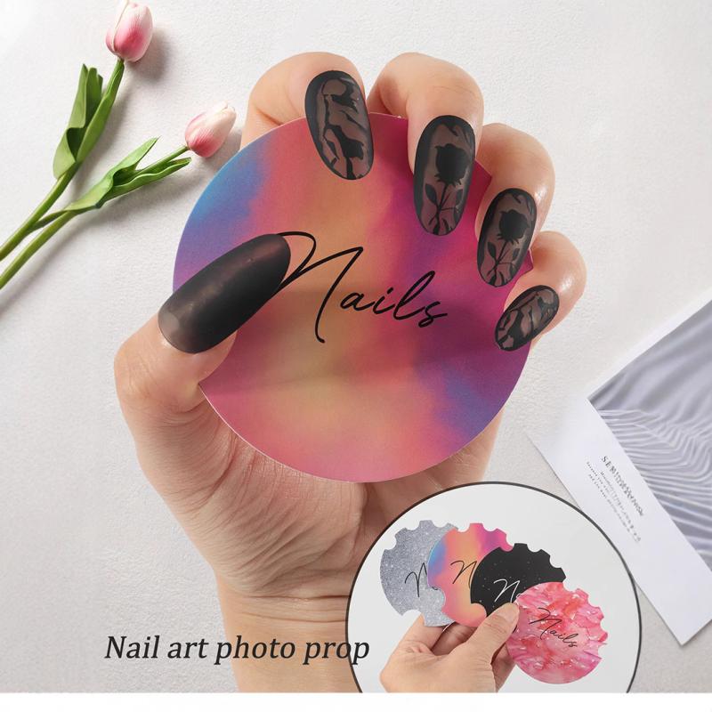 10Pcs Nail Art Display Paper Board Nail Photography Props Background Decoration Beauty Salon Prop Nailfie Disc