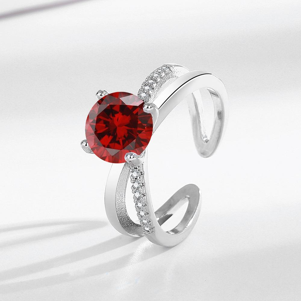 1 Carat Zircon Eight Hearts Eight Arrows Four Claws Cross Design Sense Light Luxury 925 Sterling Silver Fashion Women's RingGood product