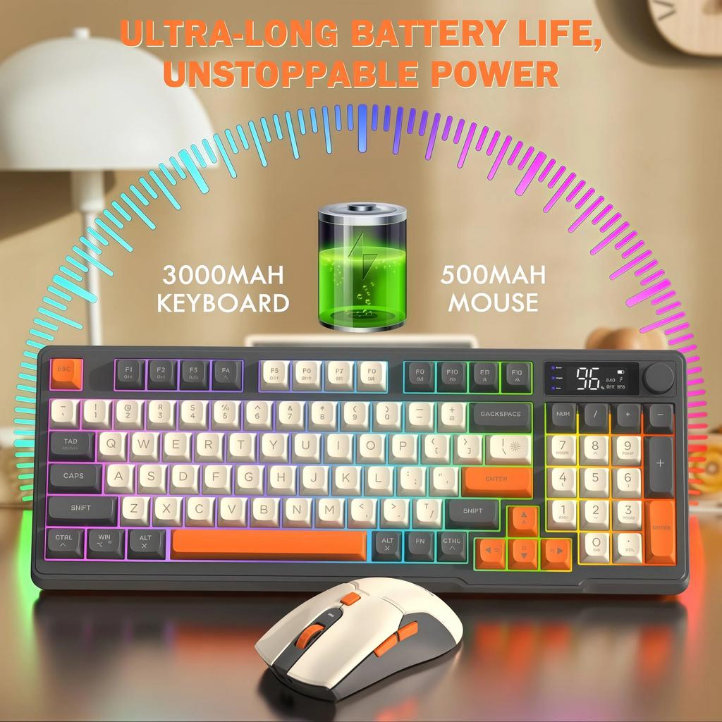 Freewolf T96 Gaming Wireless Keyboard and Mouse Supports dual-mode Bluetooth connectivity Compatible with PC and Mac devices