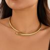 SHIXIN Luxusní hladký povrch Otevřené objímací náhrdelník pro ženy Elegantní zlatá barva Kovový choker řetízek Svatební šperky