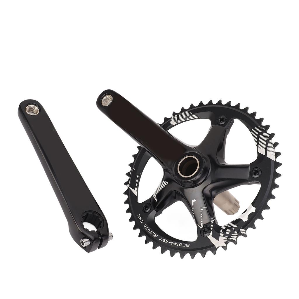 Hollow Integrated Crankset Set BCD144MM 48T Chainring Cycle Crankset for 8 to 12 Speed Gear Systems Black