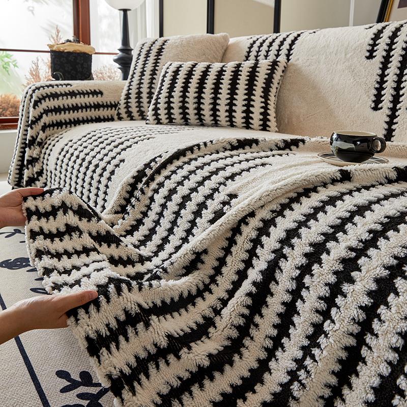Chenille Fabric Sofa Blanket Nordic Style Universal Throw Blankets with Tassel for Living Room Four Seasons Couch Protector