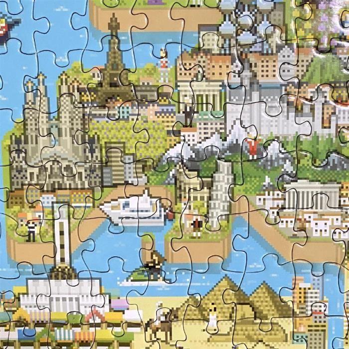 Bopster - 8 Bit Design World Map Puzzle- 1 000 pièces