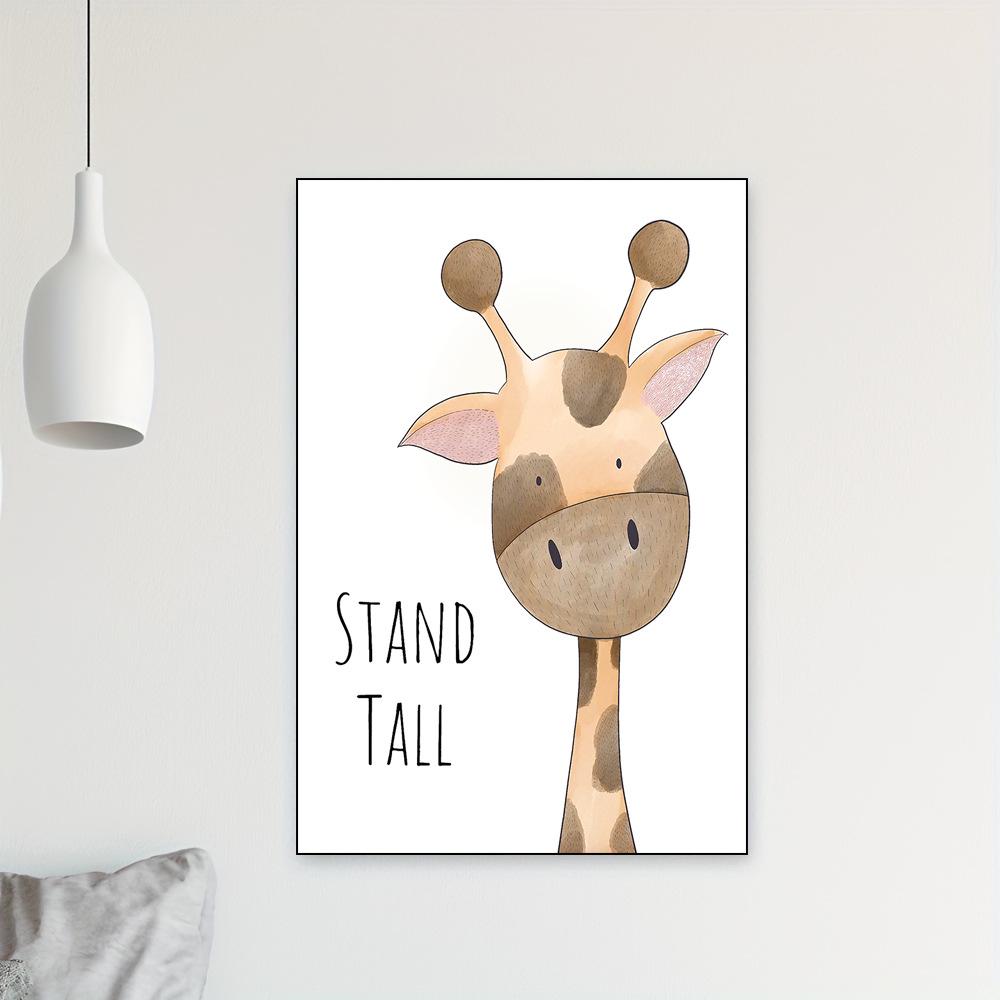 Nordic Cartoon Animal Prints for Kids' Room – Framed Canvas Wall Art