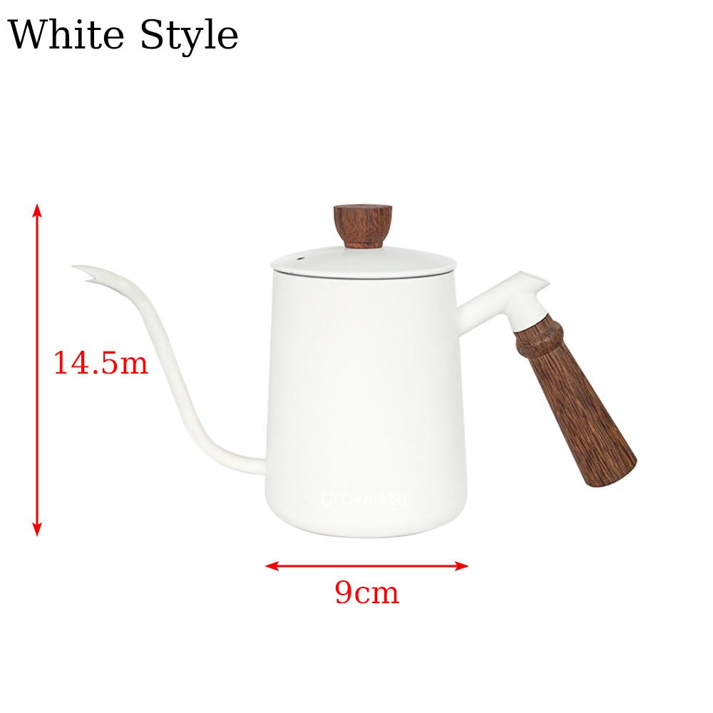 Coffee Pot with Lid Thermometer 304 Stainless Steel Clear Scale Solid Wood Handle High Quality Hand-made Coffee Utensils 600ML