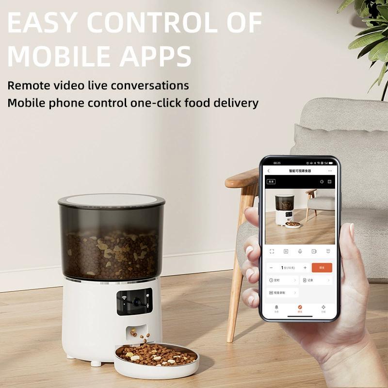 APP Control 5G WiFi Pet Feeder Camera 1080P HD Double Bowl Dog Food Dispenser Automatic Smart Pet Feeder 4L with Camera 2k
