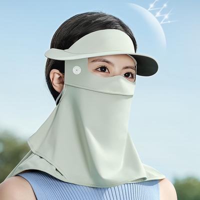 Summer Women Anti-UV Sun Hat Outdoor Sport Face Cover Headwear Double Layer Breathable Riding Hat Skeleton Support Bucket Cap