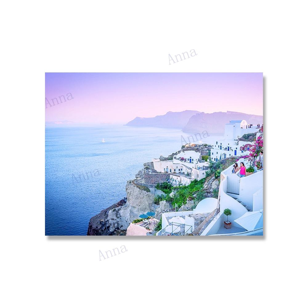 

Греция Санторини Розовый океан настенная живопись холст закат белые прибрежные постеры и принты настенные картины для декора гостиной 21x30cm No Framed