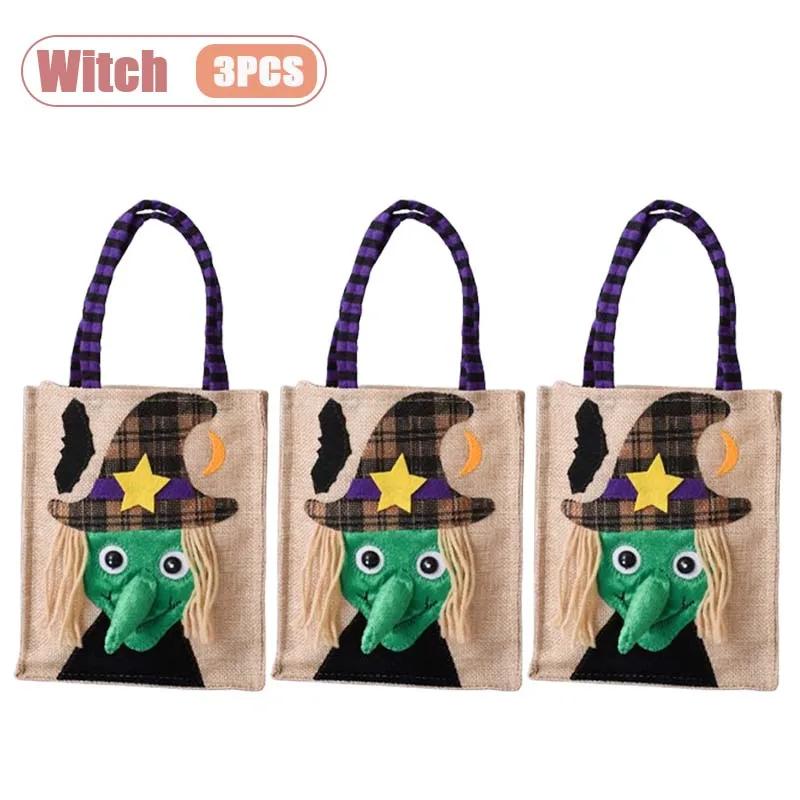1-10PCS Halloween Treat Bags with Handles for Kids Candy Gift Supplies Party Favor Packaging Bag for Trick or Treat Decoration