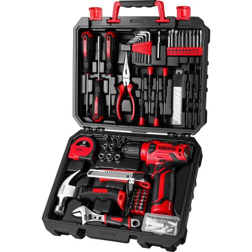 126-Piece Tool Set with 8V Electric Drill, Pink, for Home Use, DIY, Furniture Assembly, Home Maintenance, and Repairs, Includes Convenient Storage Cas