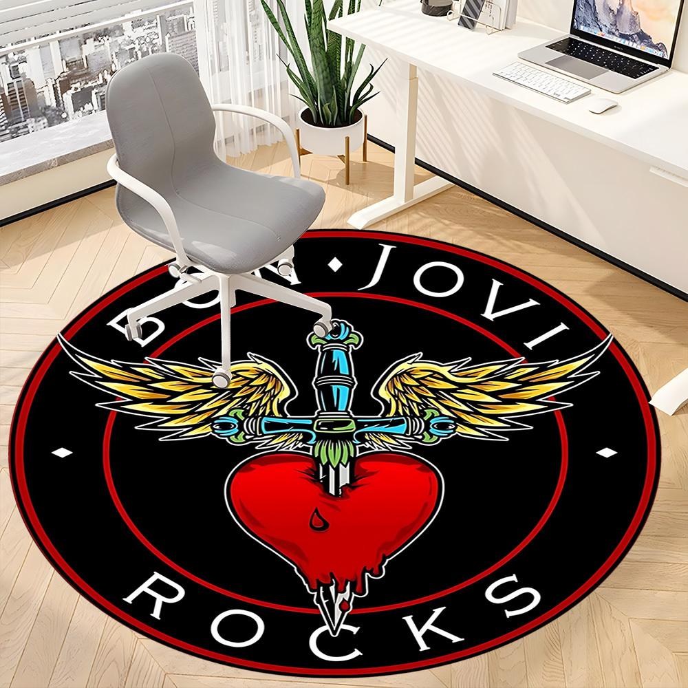 1PC Alfombra Redonda Bon Jovi, Rocks Office Perfecta para Oficina Base Antideslizante, Felpudo Decorativo yy250916054