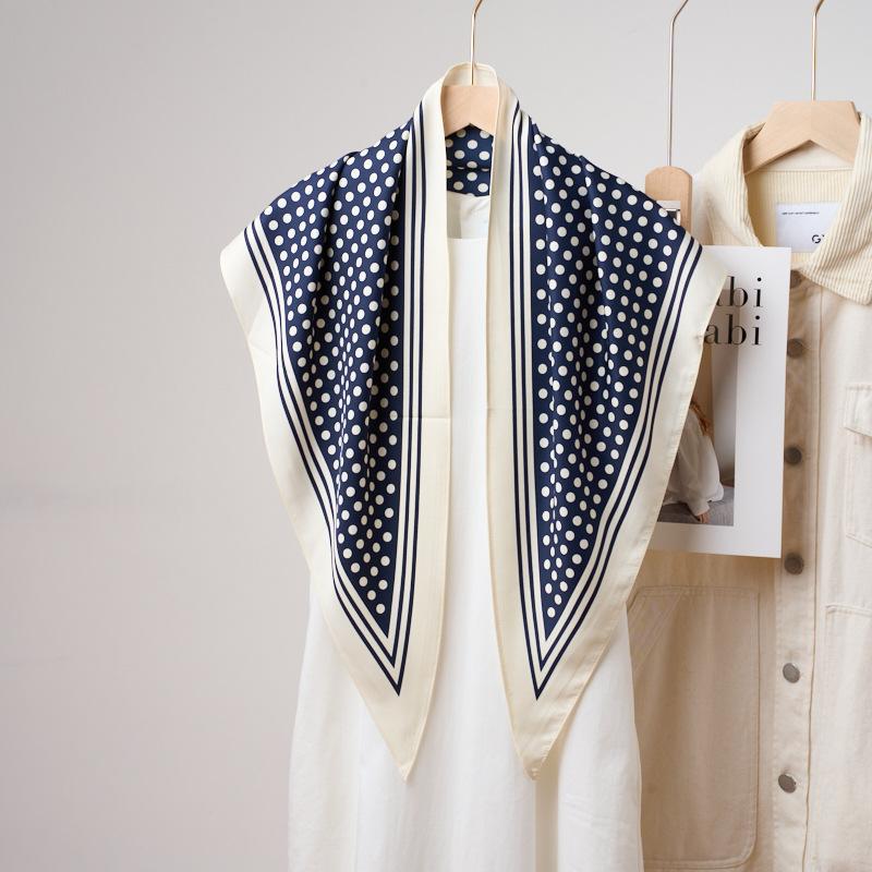 Women Korean Style Fashion Soft Polka Dot Twill Neck Scarf Sunscreen Shawl