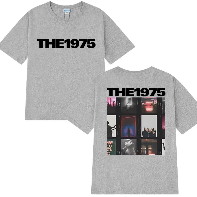 Hot Sale New Rock Band The 1975 Double Sided Print T Shirts Men Women Vintage Tops Unisex Oversized Cotton Short Sleeve T-shirt