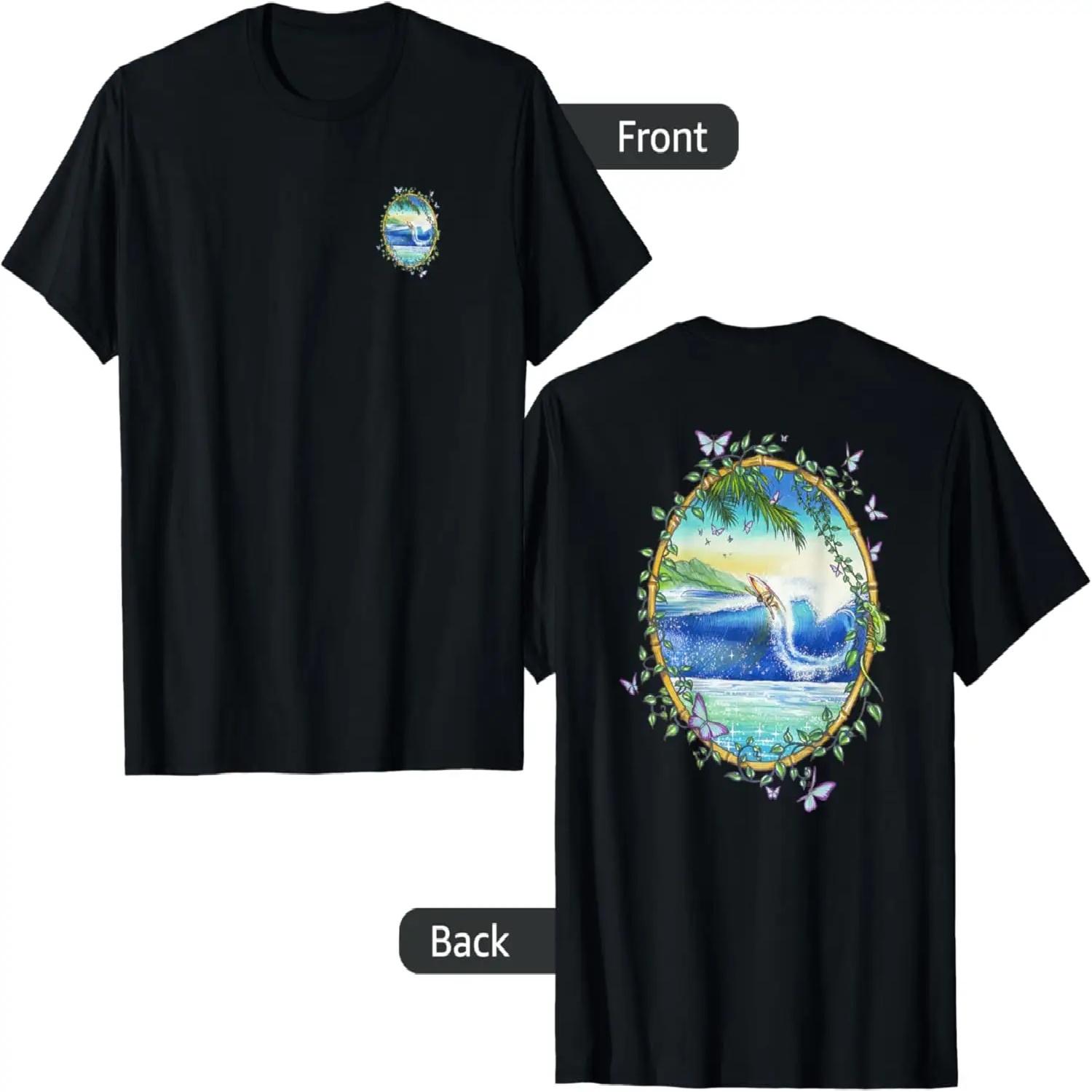 

Surfing Front & Back Print Vintage Retro 70 s Surf Art T-Shirt S чёрный