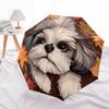 Shih Tzu and Fallen Leaves Pattern, Automatic Folding Umbrella, Portable and Foldable Design, 8 Ribs, a Christmas or Birthday Gift.