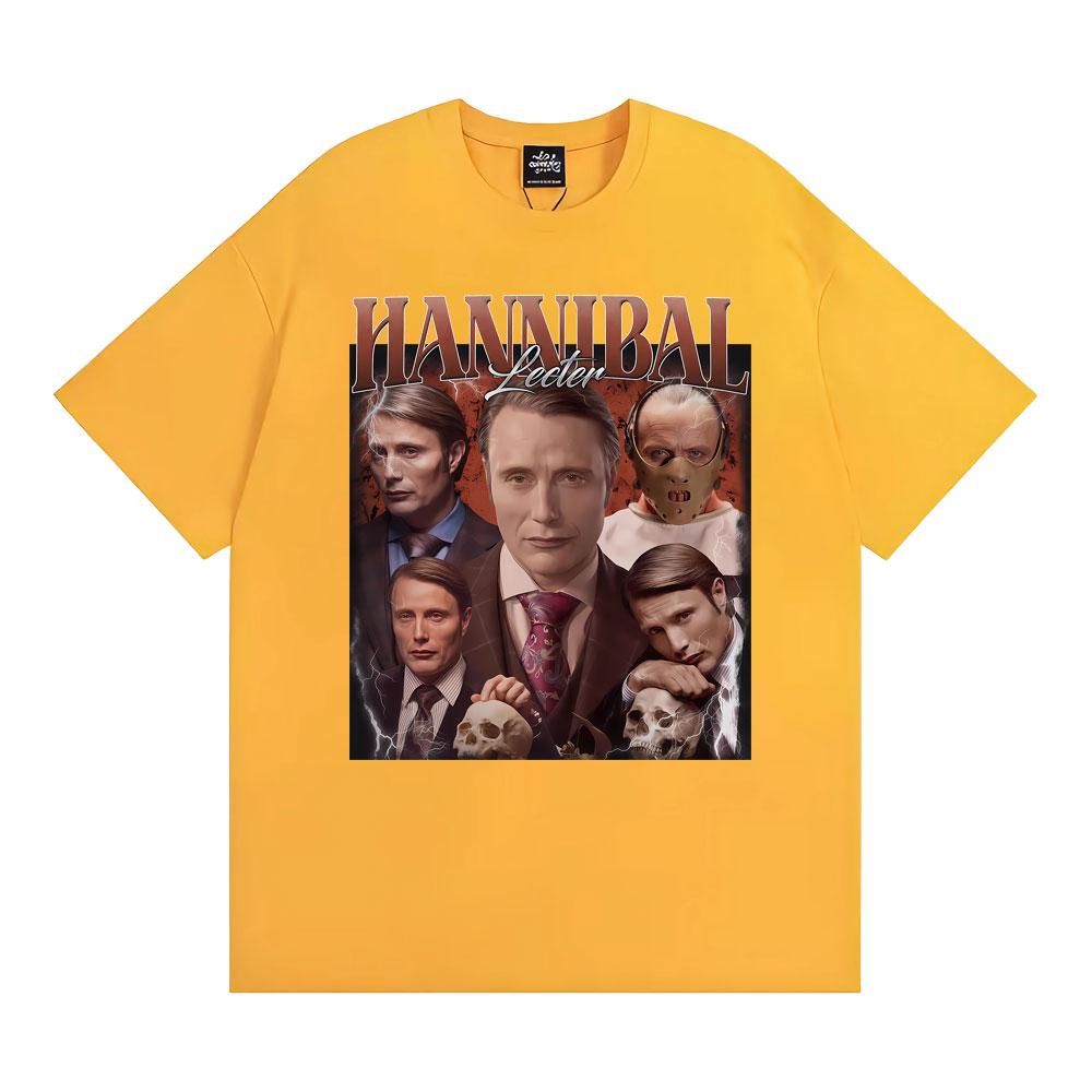 Vintage Style Hannibal Lecter Mads Mikkelsen T-shirt Men Women Fashion Casual Oversized T Shirts Summer Tops 100% Cotton T Shirt
