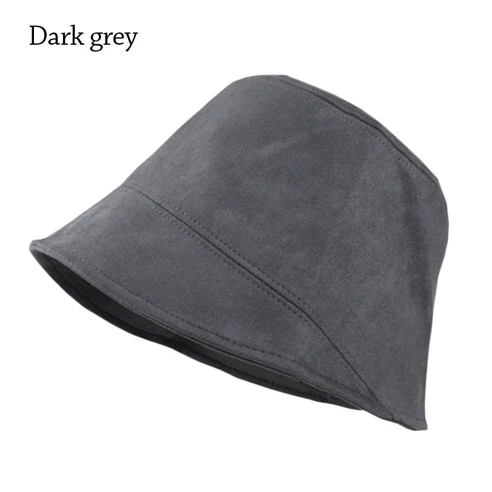 Plush Fisherman Cap Suede Wool Basin Sun Cap Outdoor Bucket Hat  for Women