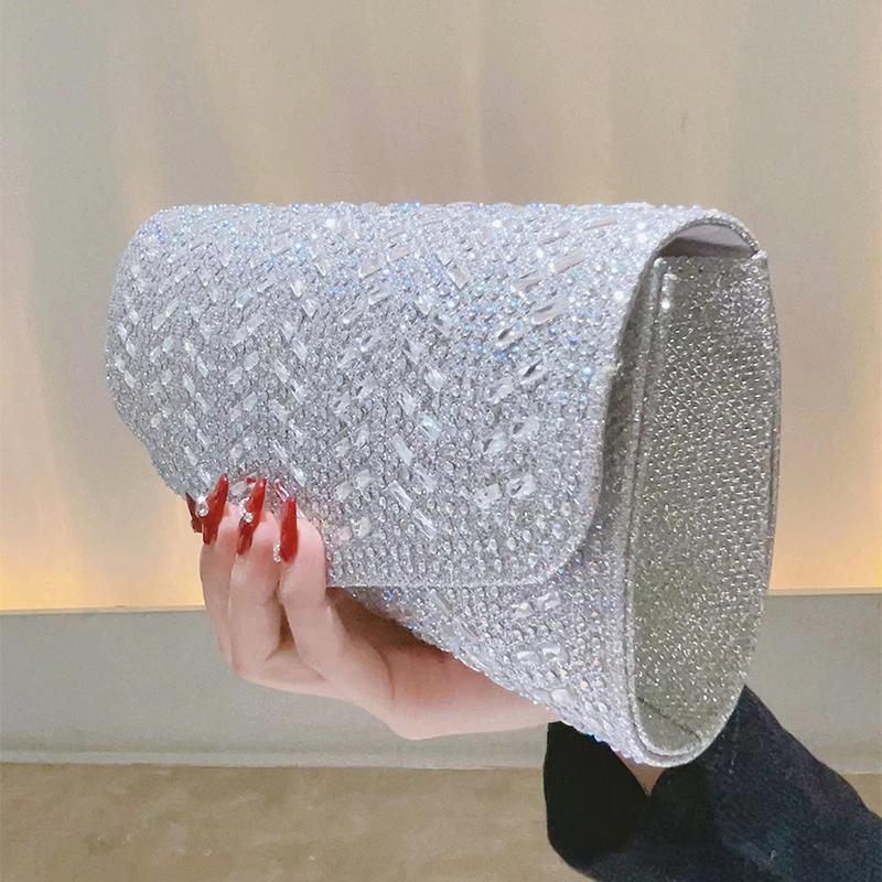 Rhinestone Envelope Bag Evening Clutch Purse High Quality Luxury Shoulder Bags 2024 Women Silver Cluthes Diamond Bolsa Feminina