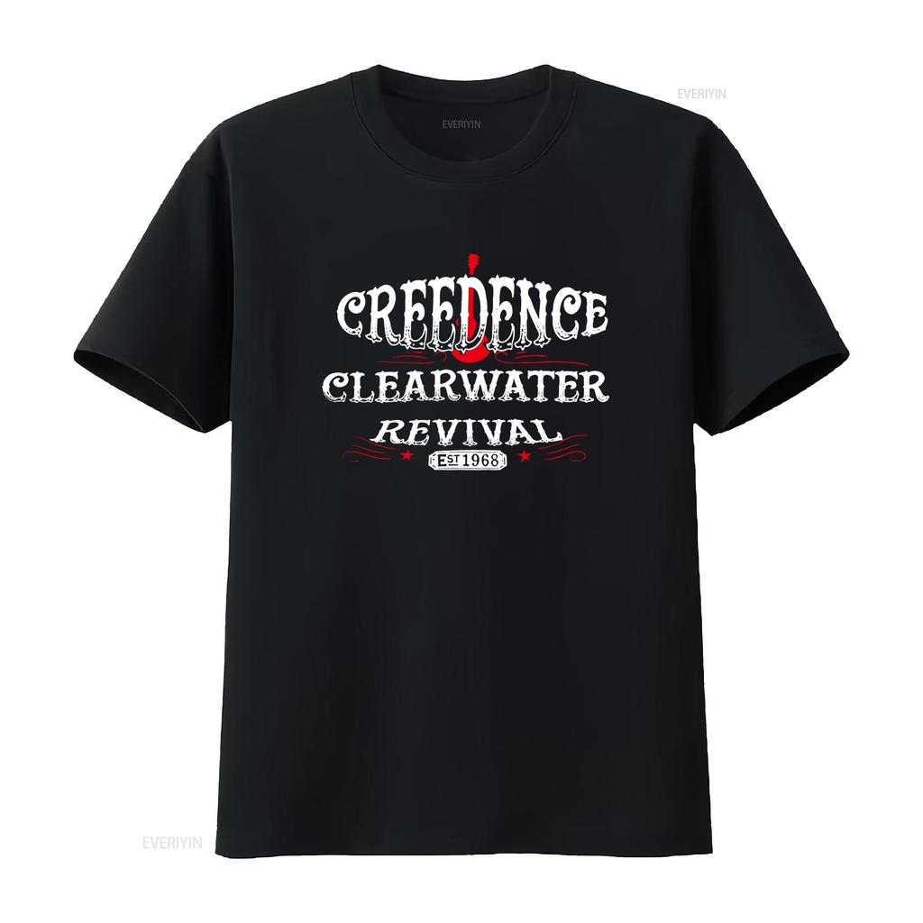 Vintage 1968 Creedence Clearwater Revival Rock Band Print Casual T Shirt Vintage Washed Designer Clothes Soft Homme Stretched
