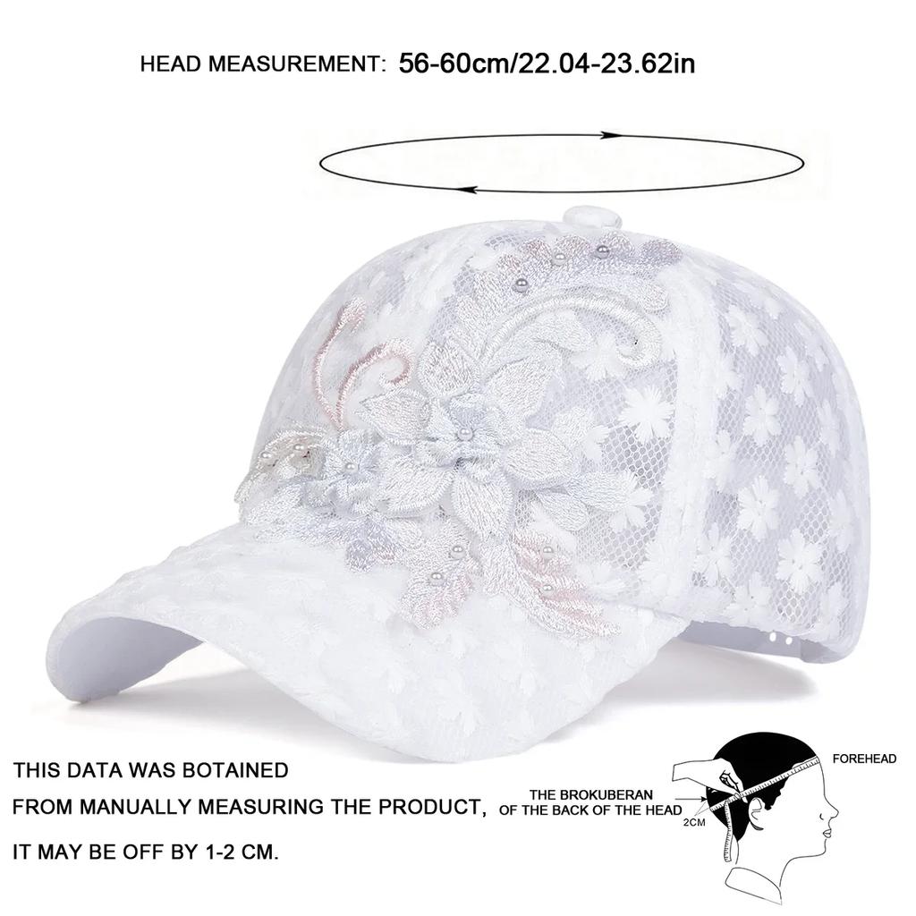 Unisex Lace Flower Embroidery Breathable Baseball Net Caps Spring And Summer Outdoor Adjustable Casual Hats Sunscreen Hat