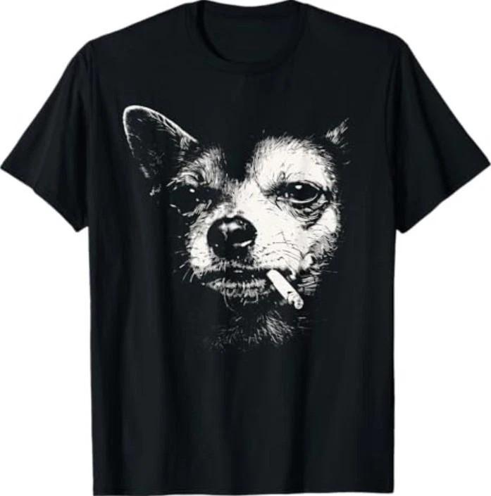 Funny Smoking Dog Meme Graphic T-Shirt Chihuahua Humor Tee S-5XL