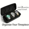 [Hartschalen-Uhrenetui] 3 Stück Hartschalen-Uhren-Reiseetui, Uhrenaufbewahrungs-Organizer-Box, mit weichem Schaumstoffkissen, Griff