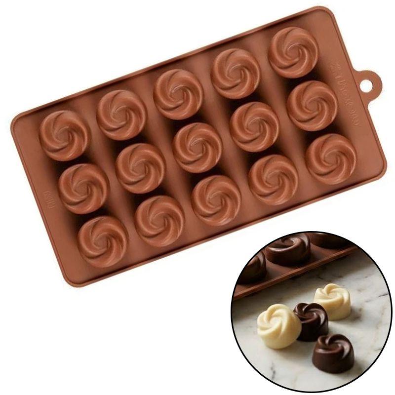 CCmax Silicone Chocolate Mold Rose 15 Cavities Non-Stick Flexible Durable Baking Mold