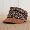 Suede leopard print color matching retro pleated equestrian hat women's spring and autumn new face small beret versatile sun hat