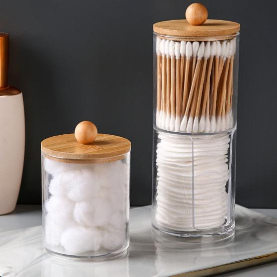 Aufbewahrungsbox für Wattestäbchen, Organizer mit Deckel, transparentes Design, Mehrzweck-Wattebällchen