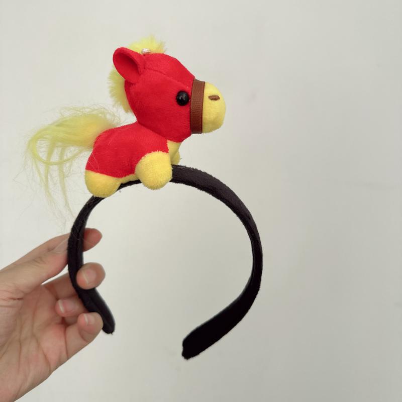 Søt Liten Hest Plysjdukke Armbånd Snap-armbånd For Barn Gave Utstoppet Hest Dame Pannebånd